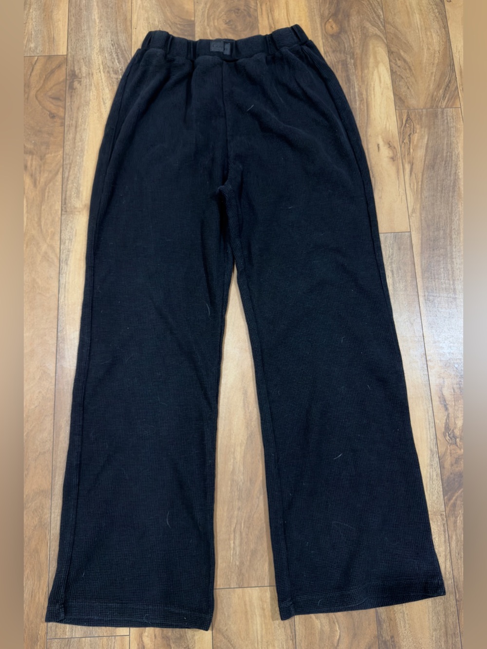 Comfrt Black Waffle Lounge Pants Unisex Mens Womens Casual Pull On Soft Sz Large